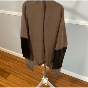 Divine Heart brown sweater with faux leather sleeves